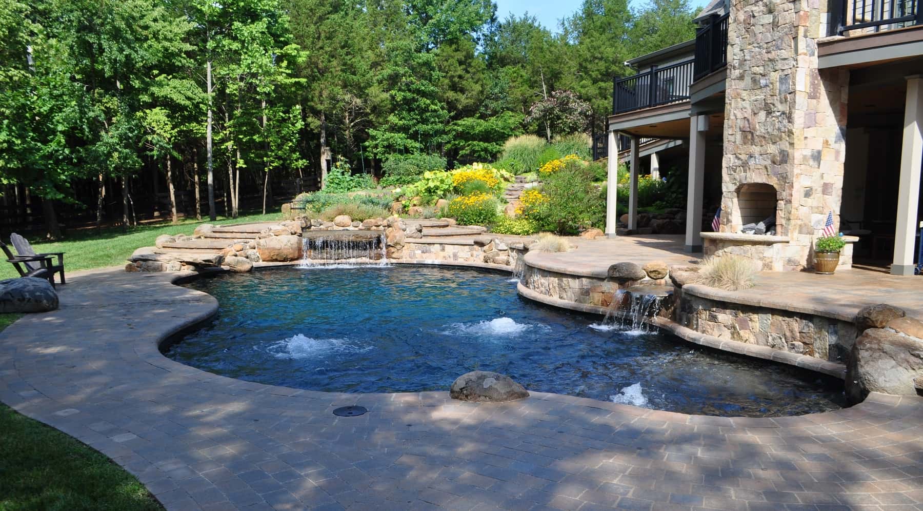 Lagoon Style Pool, Water Features, Fireplace, DC