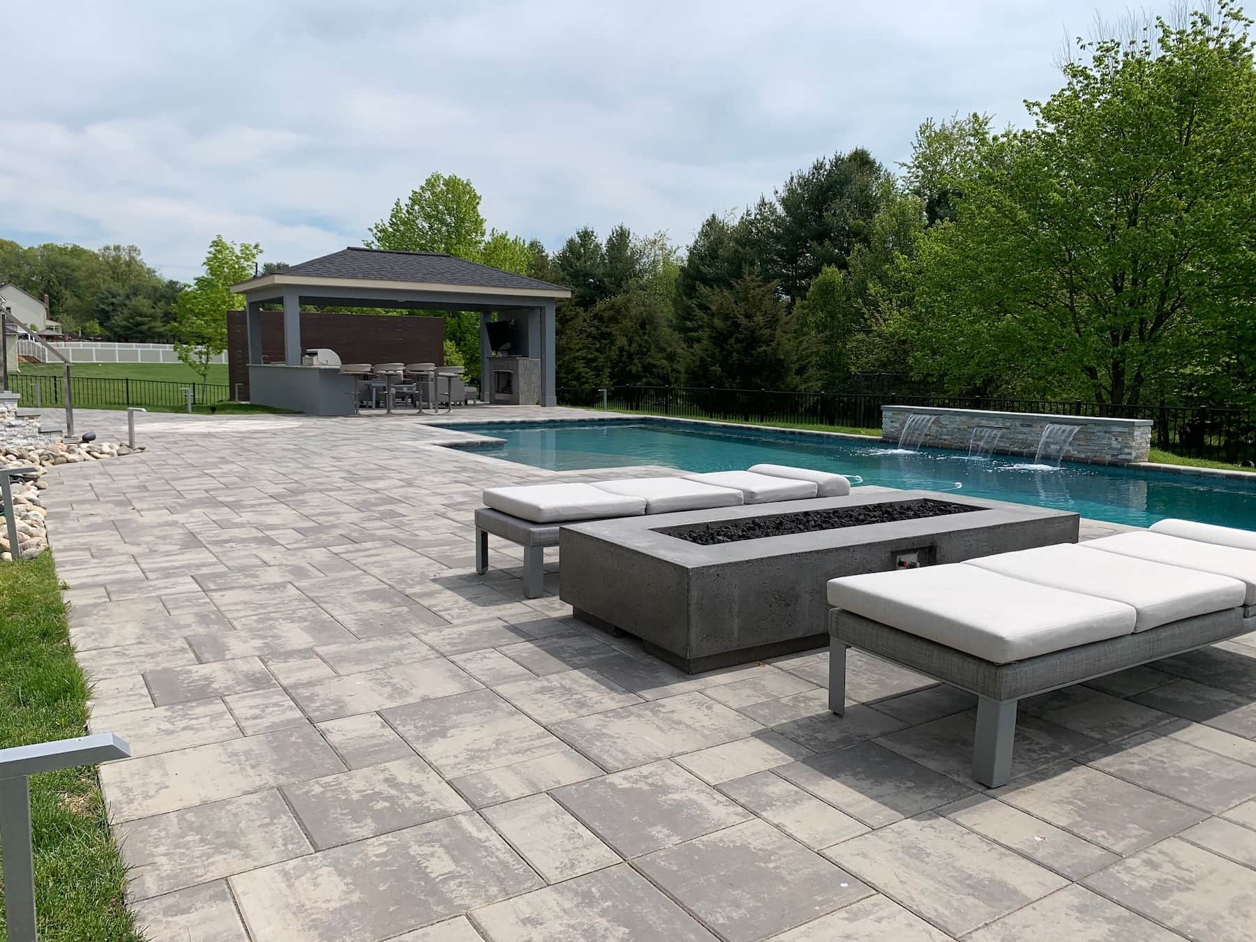Rectangular Fire Pit Paver Patio Howard County MD