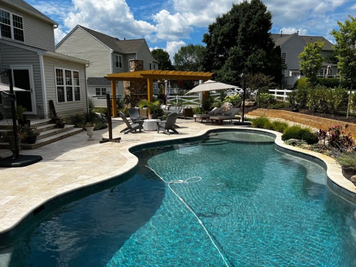 Custom freeform pool and patio Reisterstown MD